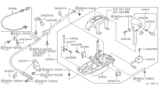 1995 Infiniti G20 Auto Transmission Control Device Diagram