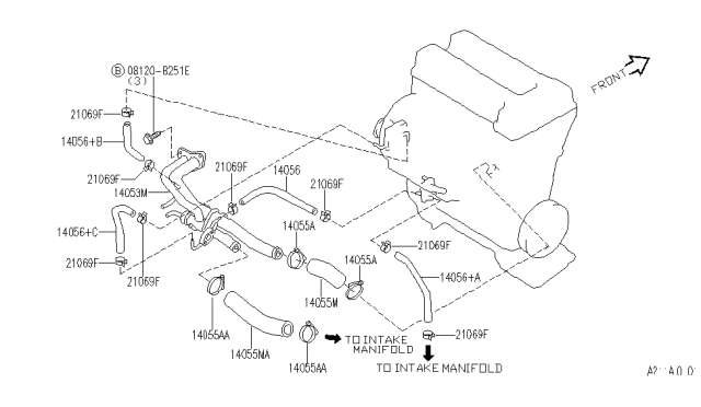 1995 Infiniti G20 Water Hose & Piping Diagram 2