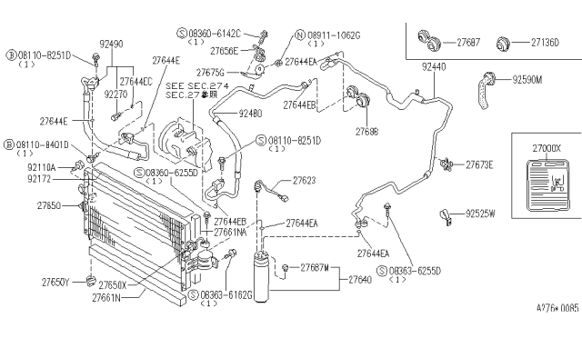 1993 Infiniti G20 Condenser Assy Diagram for 92110-78J00