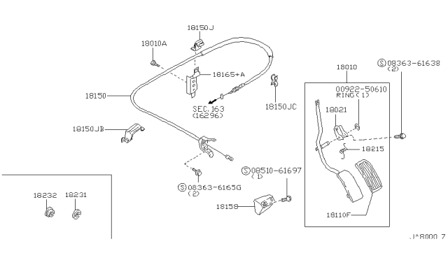 1991 Infiniti G20 Bracket-Wire,Accelerator Diagram for 18221-54J00