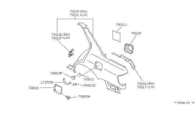 1994 Infiniti G20 Fender-Rear,L Diagram for 78101-62J31