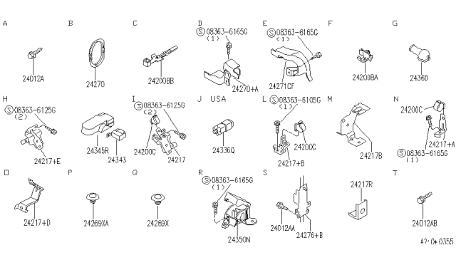 1995 Infiniti G20 Bracket-Harness Clip Diagram for 25237-64J68