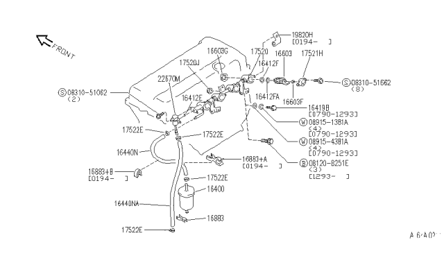 1995 Infiniti G20 Injector Assy-Fuel Diagram for 16600-53J00