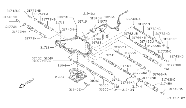 1991 Infiniti G20 Plug-Pressure Regulator Diagram for 31744-31X05