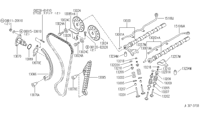 1995 Infiniti G20 Camshaft & Valve Mechanism Diagram
