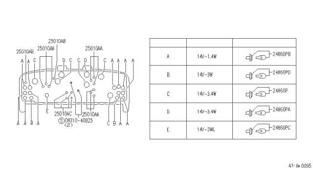 1994 Infiniti G20 Socket & Bulb Assy Diagram for 24860-40F02