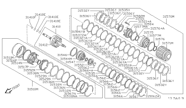 1994 Infiniti G20 Piston Assy-Clutch Diagram for 31514-31X01