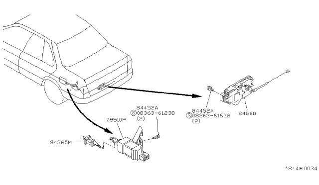 1993 Infiniti G20 Lock Assy-Fuel Filler Lid Diagram for 78827-62J00