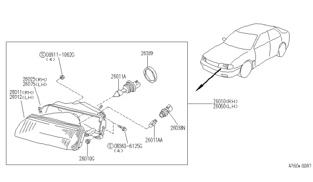 1994 Infiniti G20 Headlamp Diagram