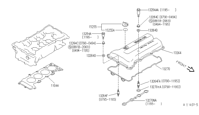 1995 Infiniti G20 Gasket Rocker Cover Diagram for 13270-53J05