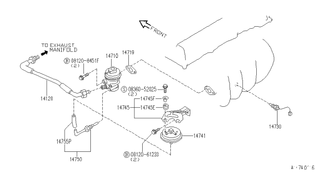 1995 Infiniti G20 EGR Parts Diagram 1