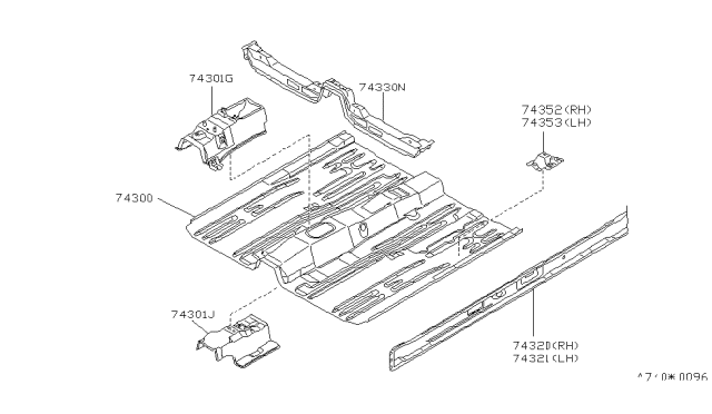 1993 Infiniti G20 Sill-Inner,LH Diagram for 76451-68J00