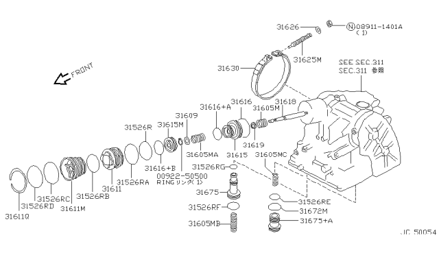 1992 Infiniti G20 Clutch & Band Servo Diagram 3