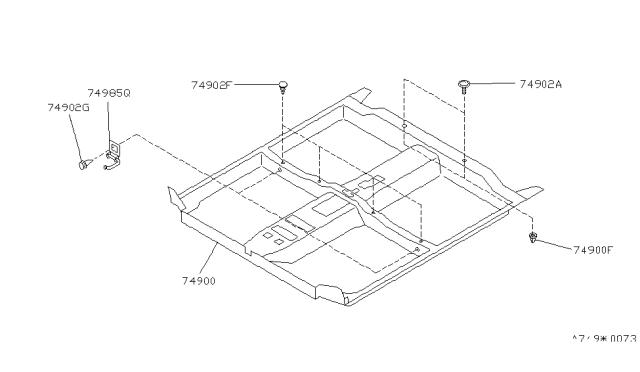 1994 Infiniti G20 Carpet Assy-Floor Diagram for 74902-70J60