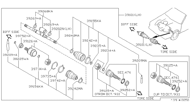 1991 Infiniti G20 Front Drive Shaft (FF) Diagram 1