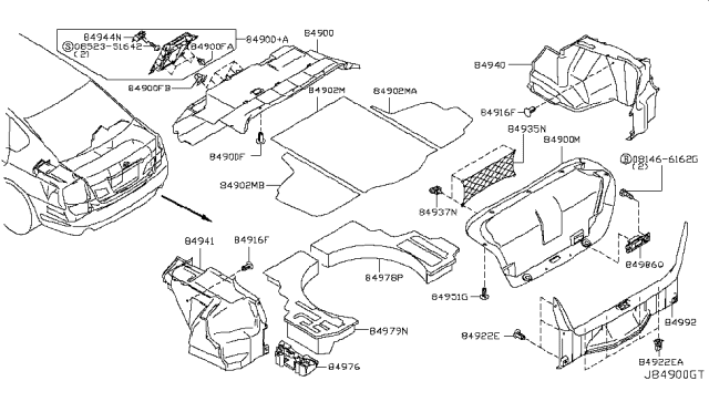 2008 Infiniti M35 Spacer-Trunk Floor,LH Diagram for 84979-EH100