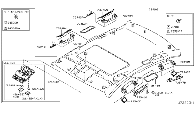 2009 Infiniti M45 Roof Trimming Diagram 1