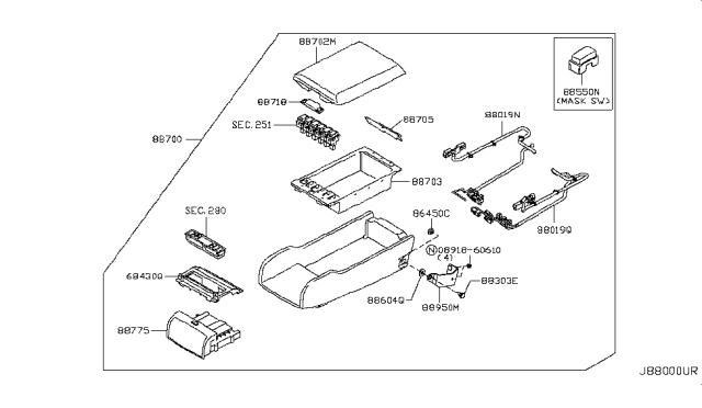 2008 Infiniti M45 Rear Seat Diagram 1