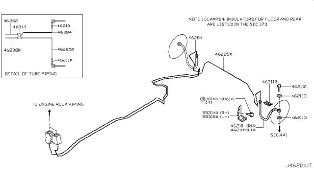 2008 Infiniti M45 Brake Piping & Control Diagram 1