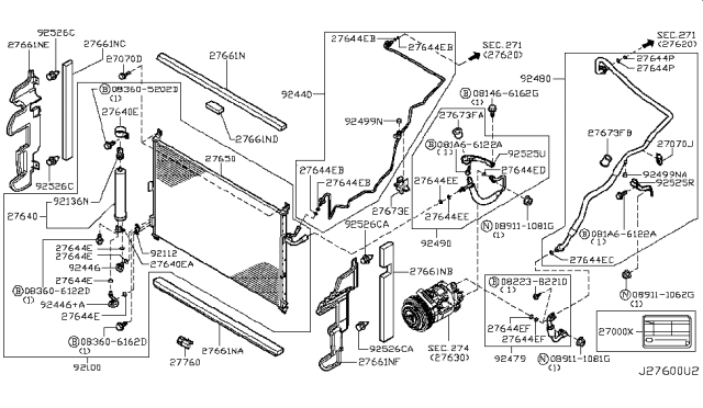 2008 Infiniti M45 Bracket Assy-Condenser Diagram for 92112-EG000