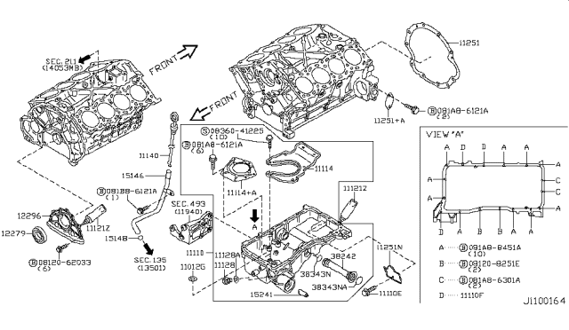 2010 Infiniti M35 Cylinder Block & Oil Pan Diagram 3