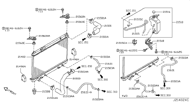 2008 Infiniti M45 Radiator,Shroud & Inverter Cooling Diagram 1