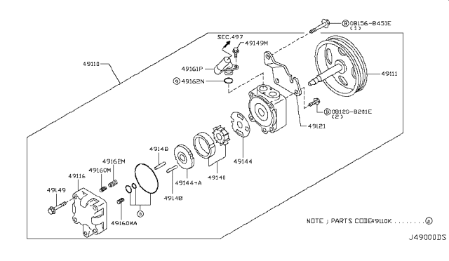 2010 Infiniti M35 Power Steering Pump Diagram 4