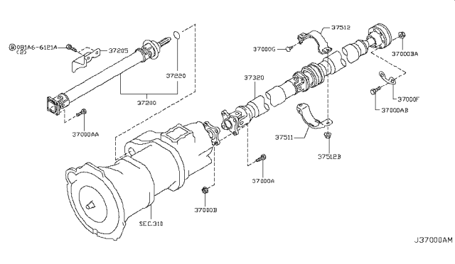 2008 Infiniti M45 Propeller Shaft Diagram 5