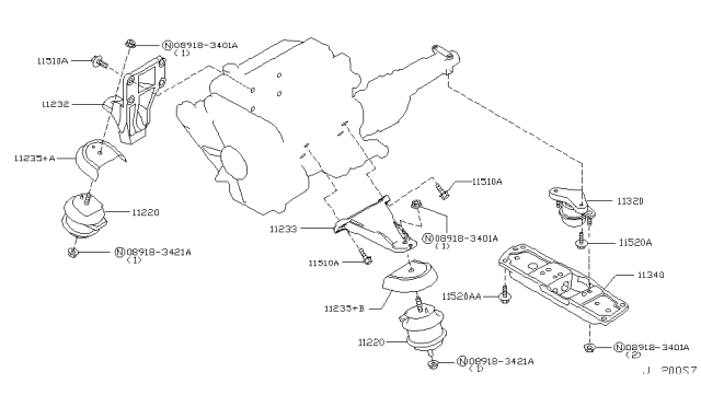 2007 Infiniti M35 Engine & Transmission     Mounting Diagram 6