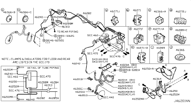 2007 Infiniti M35 Clip-Tube,Brake Diagram for 46271-EH100