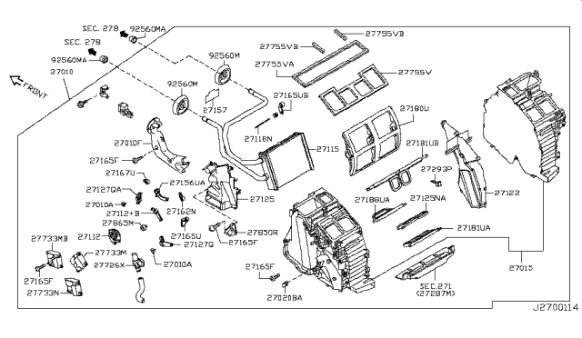 2009 Infiniti M45 Mode Actuator Assembly Diagram for 27731-EH200