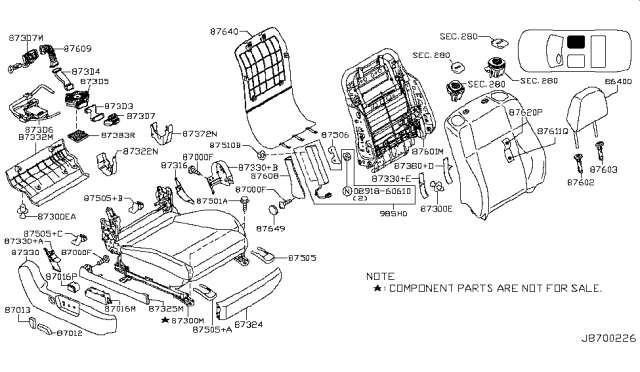 2009 Infiniti M45 Front Seat Diagram 4