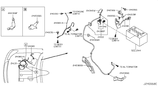 2009 Infiniti M35 Bracket Diagram for 24230-EV05B