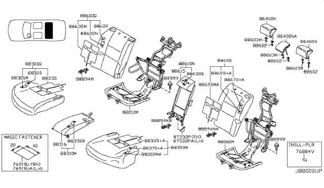 2009 Infiniti M45 Rear Seat Diagram 4