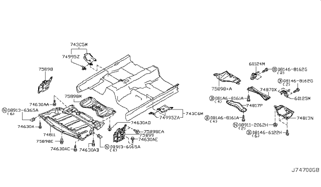 2008 Infiniti M45 Cover-Floor Under,LH Diagram for 74815-EG000