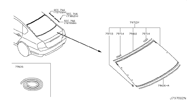 2008 Infiniti M45 Dam Rubber-SEALANT Diagram for 79717-EG00A