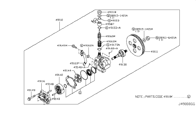 2008 Infiniti M35 Seal-Inlet Connector Diagram for 49162-VW600