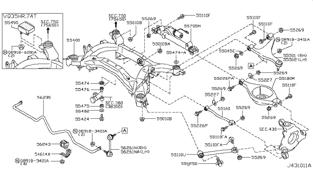 2009 Infiniti M45 Rear Suspension Diagram 5