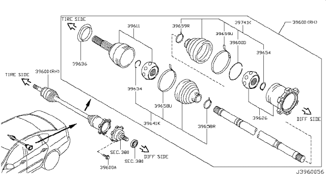 2007 Infiniti M35 Shaft Assy-Rear Drive Diagram for 39600-EG000