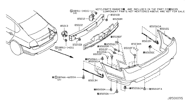 2006 Infiniti M45 Rear Bumper Diagram 2