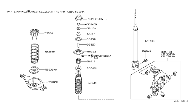 2006 Infiniti M35 ABSORBER Kit-Shock,Rear Diagram for E6B10-EG01C