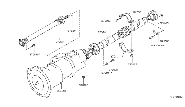 2008 Infiniti M45 Propeller Shaft Diagram 3