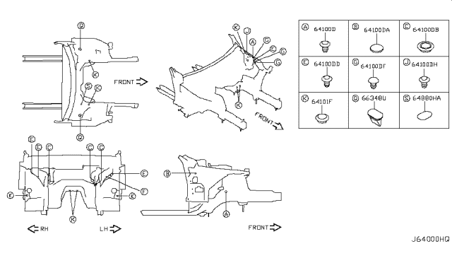 2010 Infiniti M45 Hood Ledge & Fitting Diagram 2