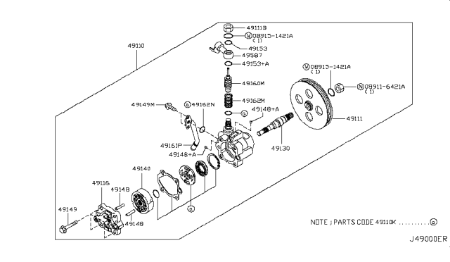 2006 Infiniti M45 Power Steering Pump Diagram 1