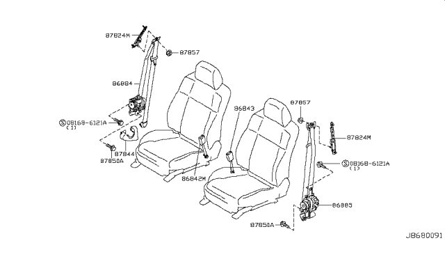 2007 Infiniti M45 Front Seat Belt Diagram 3