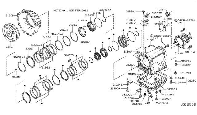2010 Infiniti M45 Extension Assembly Diagram for 314A0-95X00