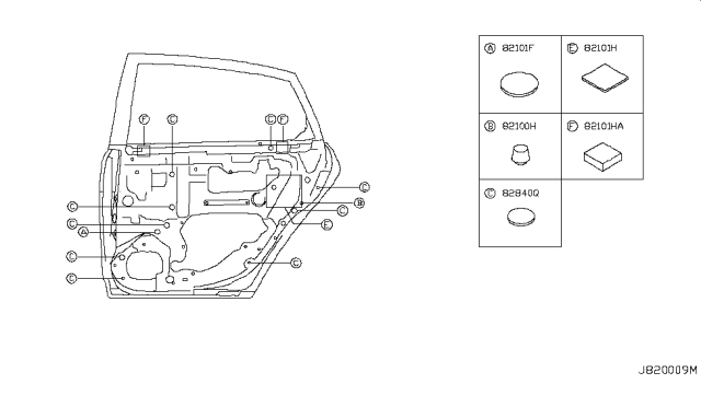 2008 Infiniti M35 Rear Door Panel & Fitting Diagram 6