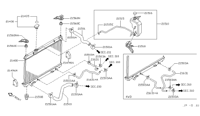 2008 Infiniti M35 Radiator,Shroud & Inverter Cooling Diagram 4