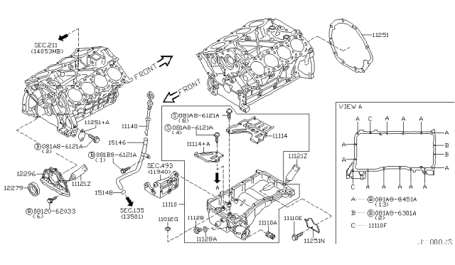 2008 Infiniti M45 Cylinder Block & Oil Pan Diagram 5