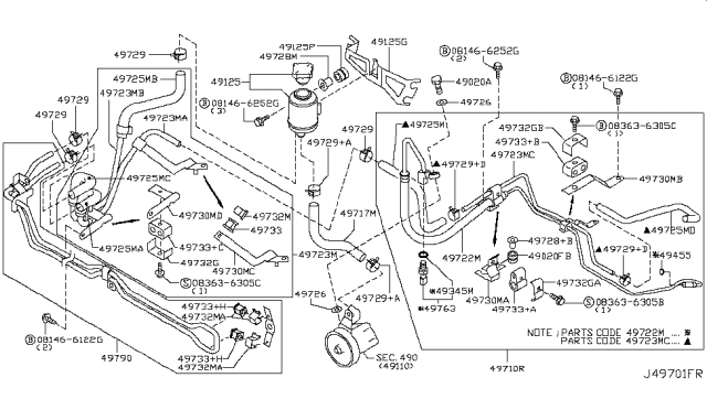 2009 Infiniti M45 Power Steering Piping Diagram 6